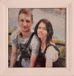 Complete Young couple cross-stitching design