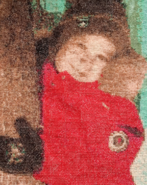 Complete A child hugs a tree cross-stitching design