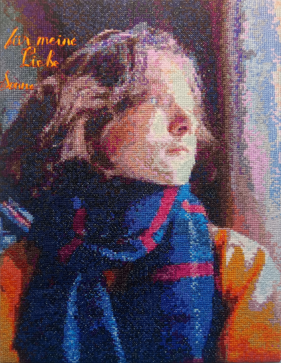 Girl with a blue scarf 