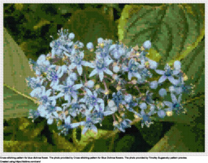 Beautiful Blue Dichroa Flower Cross-Stitch Design Free Download
