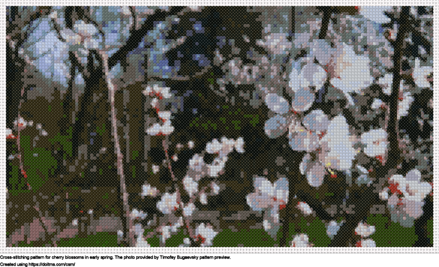 Free Cherry blossoms in early spring cross-stitching design