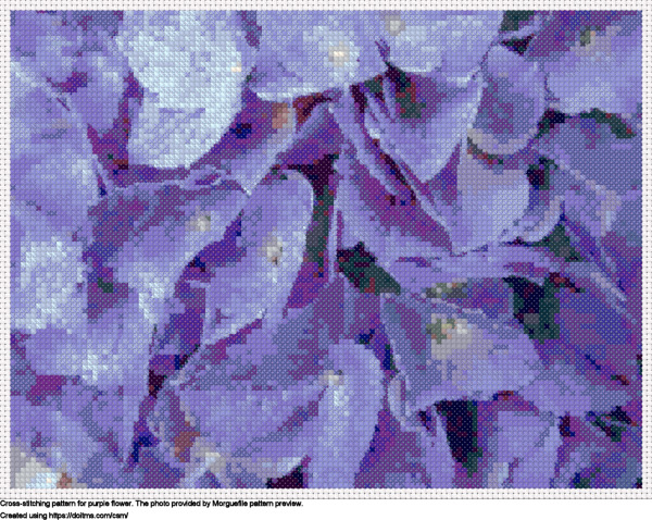 Free purple flower cross-stitching design