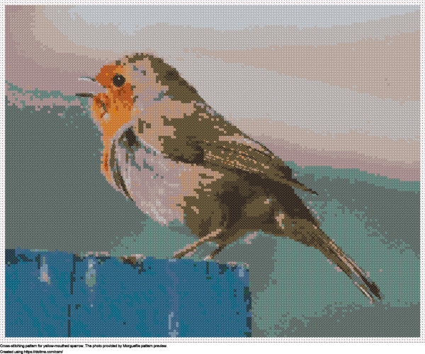 Free Yellow-mouthed sparrow cross-stitching design