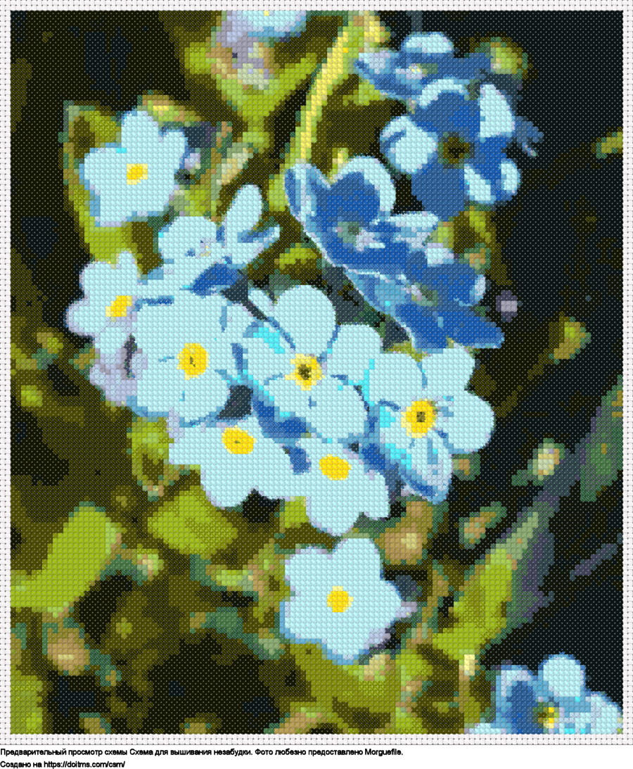  Чудесный Букет Голубых Цветов На Ярко-Зеленом Поле