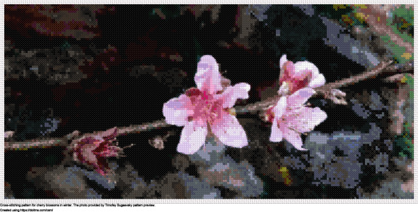 Free cherry blossoms in winter cross-stitching design