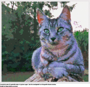 FreieGestreifte Katze mit grünen Augen Kreuzstich-Design