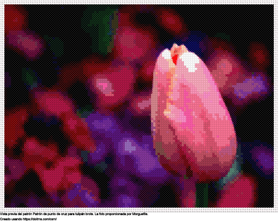 Diseño de punto de cruz tulipán brote gratis