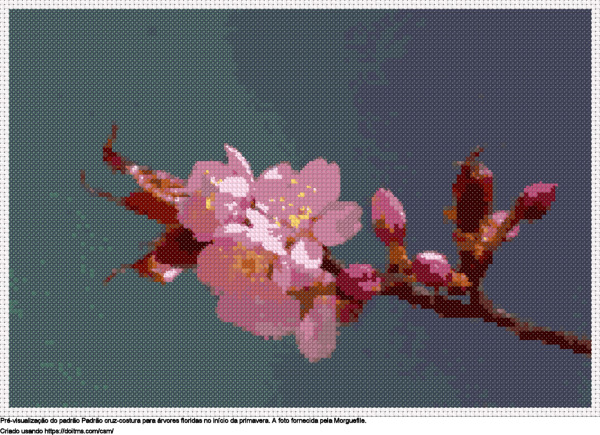 Desenhos Árvores floridas no início da primavera de ponto-cruz gratuitos