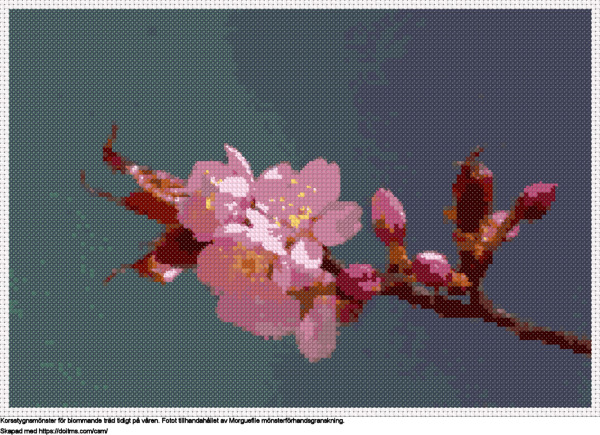 Gratis Blommande träd tidigt på våren korsstygnsdesign