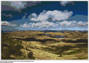 Free Landscape with clouds cross-stitching design