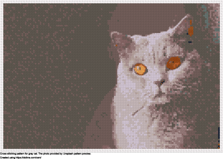 Free Gray cat cross-stitching design