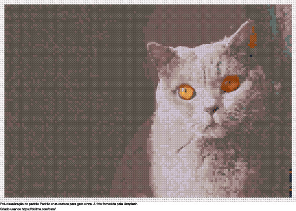 Desenhos gato cinza de ponto-cruz gratuitos