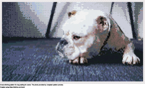 Free dog waiting for owner cross-stitching design