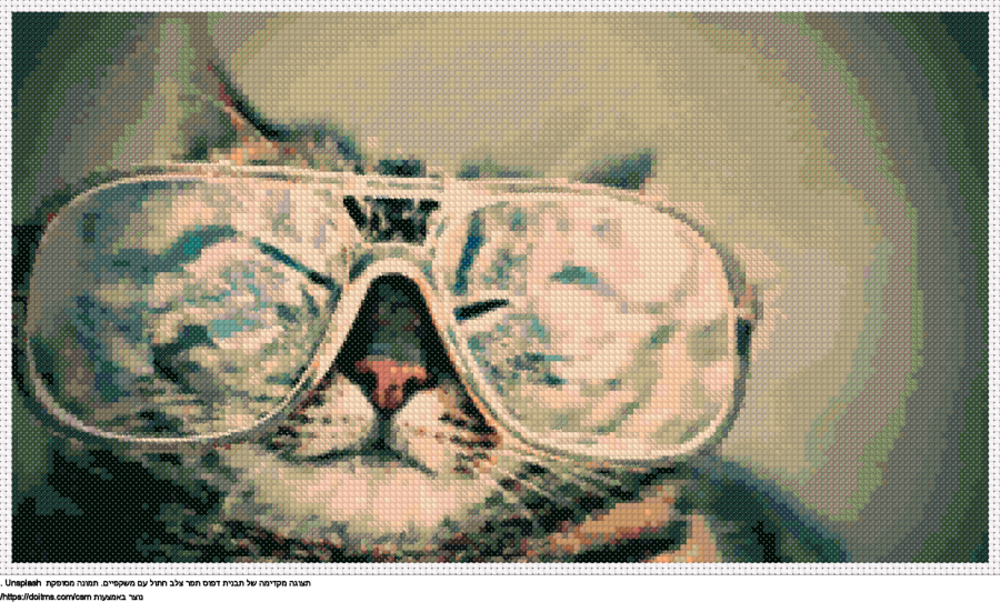 עיצוב רקמת צלבים חתול עם משקפיים בחינם
