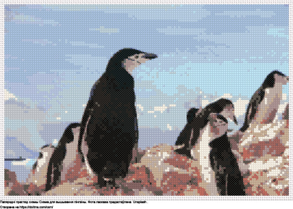 Бясплатная схема Пінгвіны для вышыўкі крыжыкам