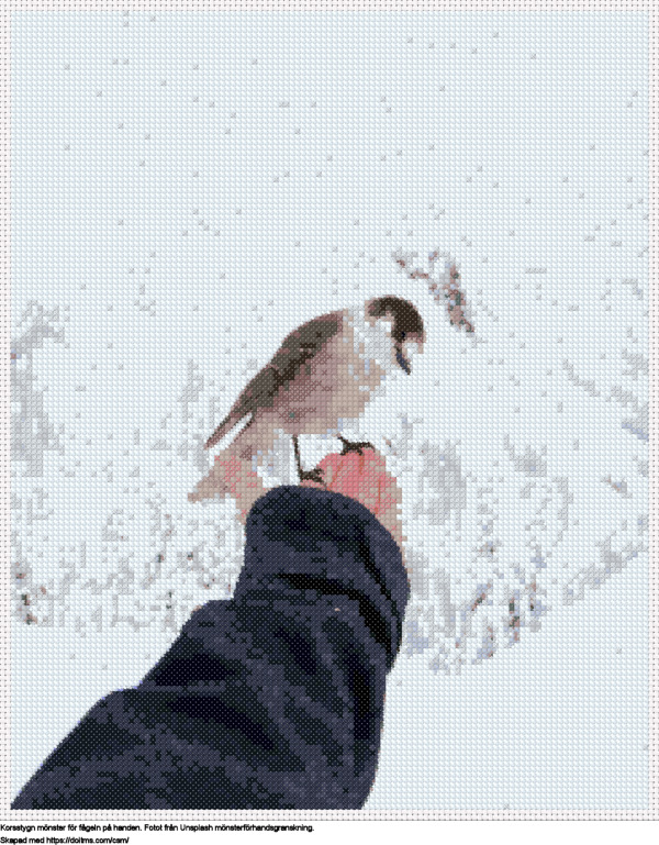 Gratis Fågeln på handen korsstygnsdesign