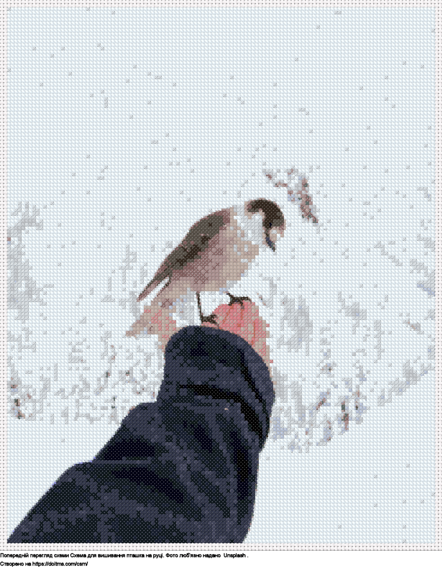 Безкоштовна схема Пташка на руці для вишивання хрестиком