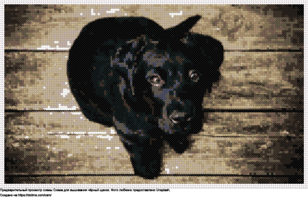 Бесплатная схема Чёрный щенок для вышивания крестиком