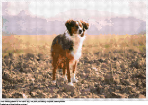 Free Red-haired dog cross-stitching design