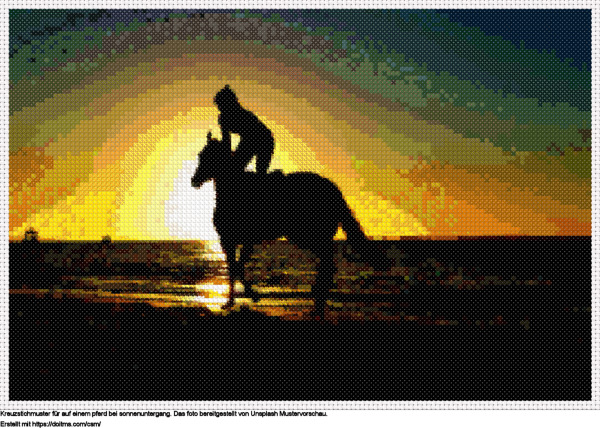 FreieAuf einem Pferd bei Sonnenuntergang Kreuzstich-Design