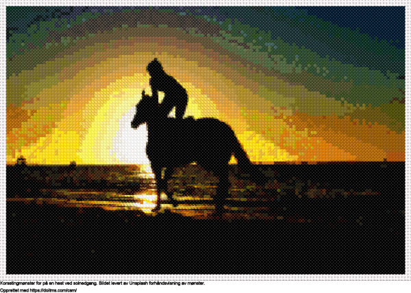 Gratis På en hest ved solnedgang korsstingdesign
