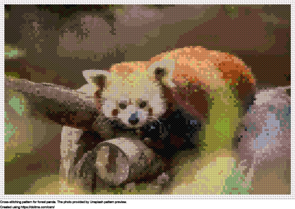 Free Forest panda cross-stitching design
