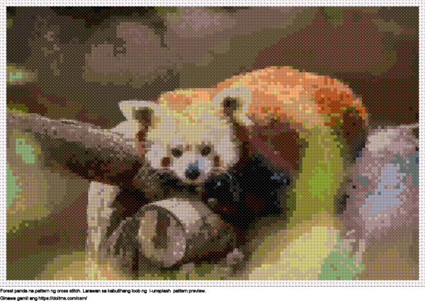 Libreng Forest panda disenyo para sa cross-stitching