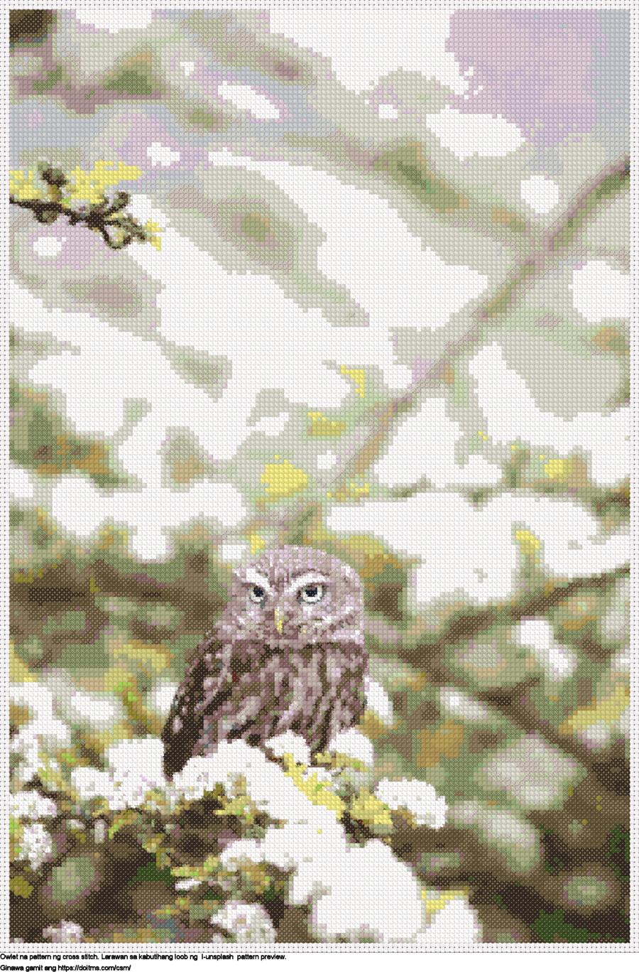 Owlet Libreng Owlet disenyo para sa cross-stitching