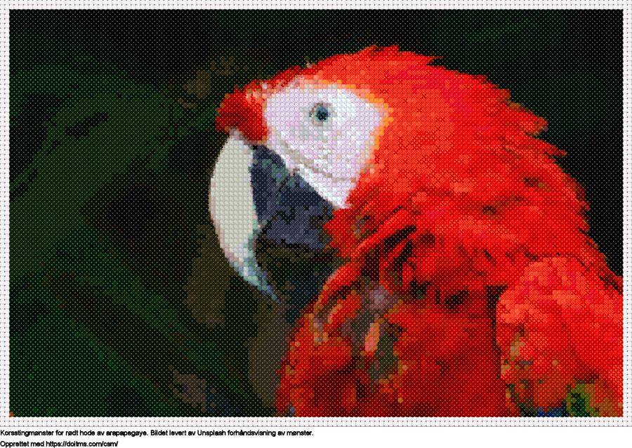 Gratis Ara papegøye rødt hode korsstingdesign