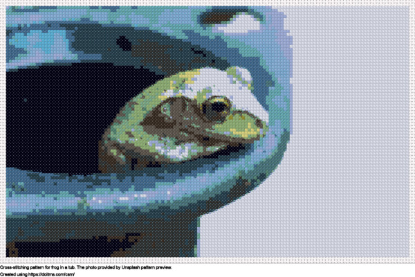 Free Frog in a tub cross-stitching design