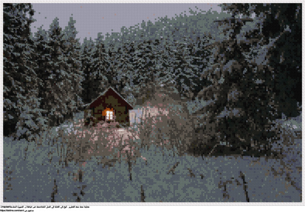   .كوخ في الغابة في فصل الشتاءنمط عبر خياطة ل تصميم تطريز مجاني 