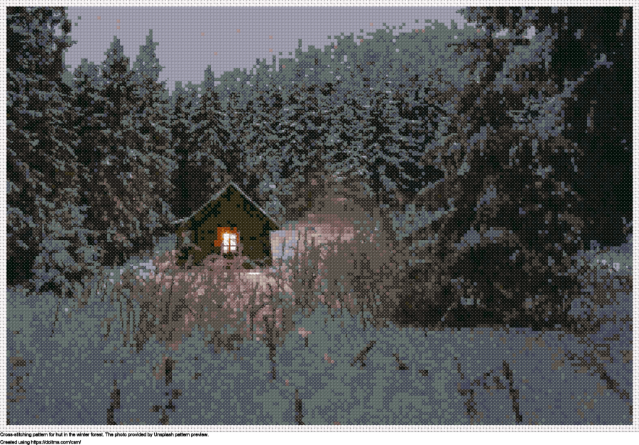 Free Hut in the winter forest cross-stitching design