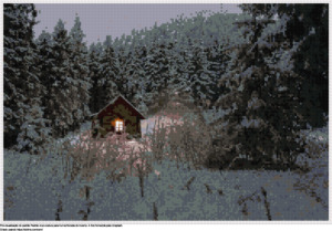 Desenhos Hut na floresta do inverno de ponto-cruz gratuitos