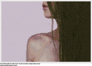 Free Profile of a girl cross-stitching design