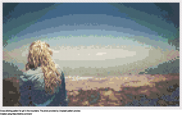 Free Girl in the mountains cross-stitching design