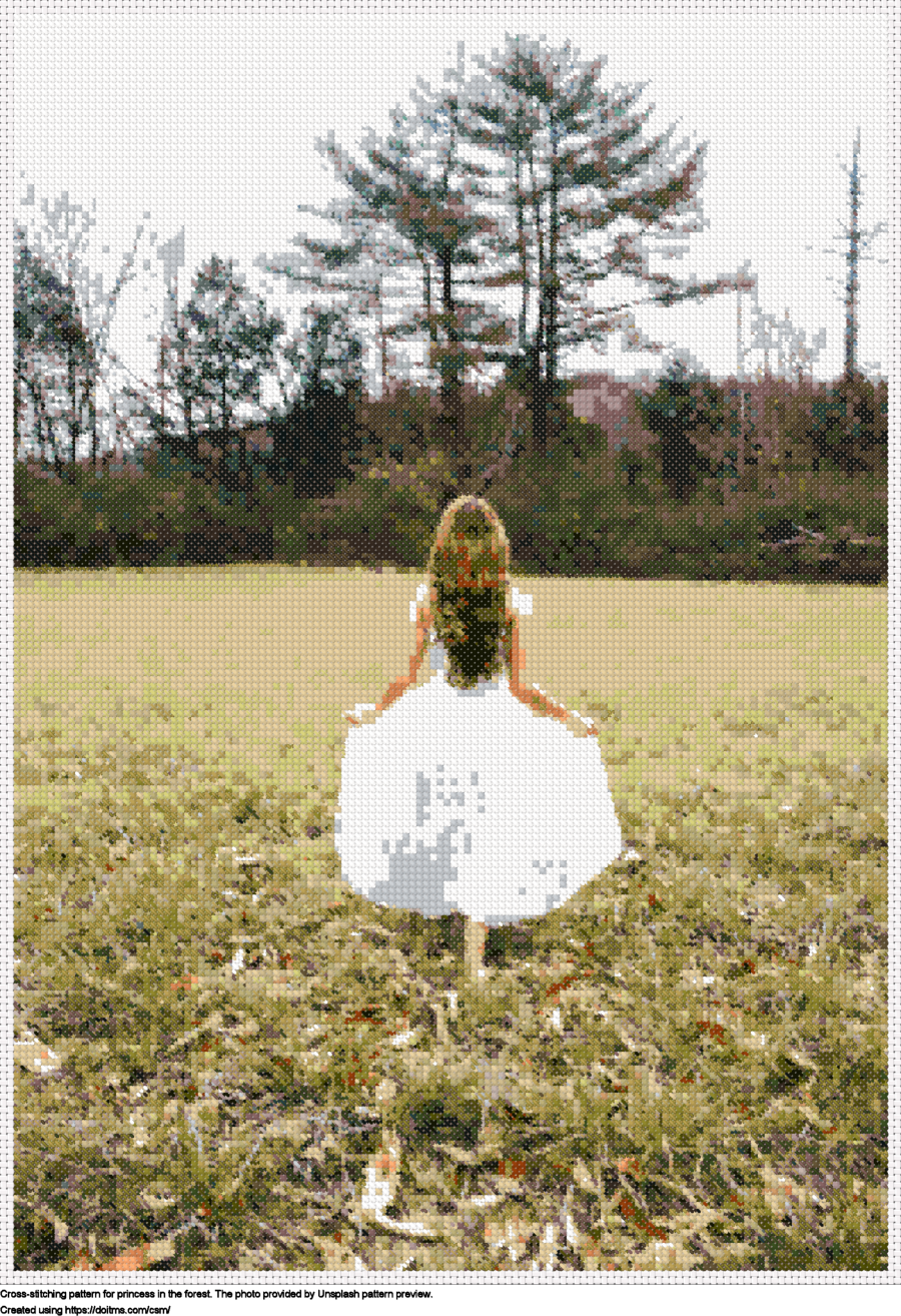 Free Princess in the forest cross-stitching design