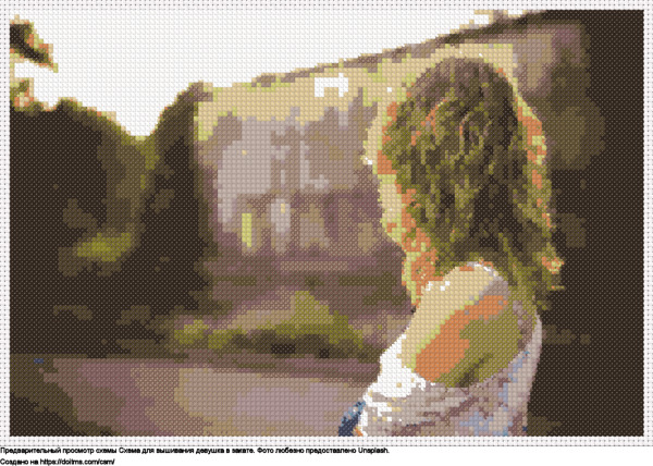 Бесплатная схема Девушка в закате для вышивания крестиком