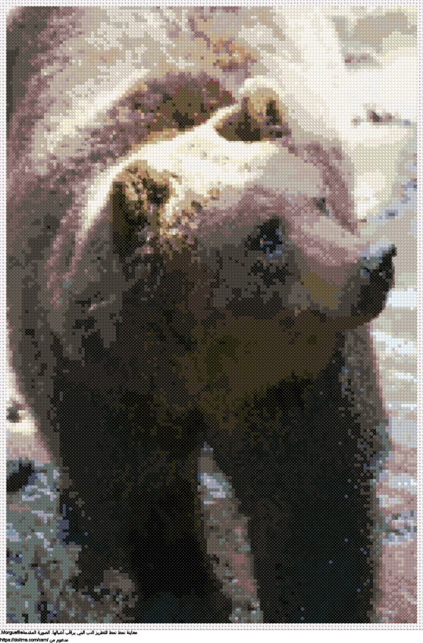  الدب البني يراقب أشبالها تصميم تطريز مجاني 