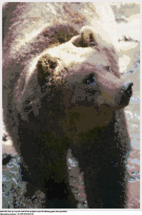 फ्री भूरा भालू अपने शावकों को देख रहा है क्रॉस-सिलाई डिजाइन