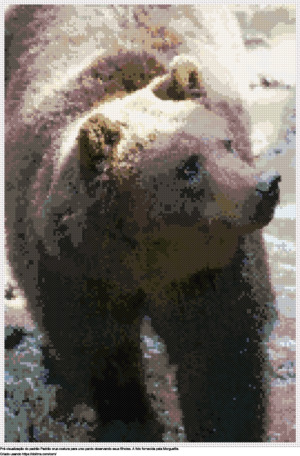 Desenhos Urso pardo observando seus filhotes de ponto-cruz gratuitos