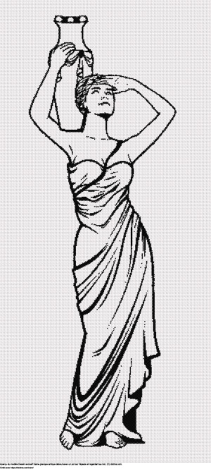 Motif de point de croix Dame grecque antique avec un pot gratuit