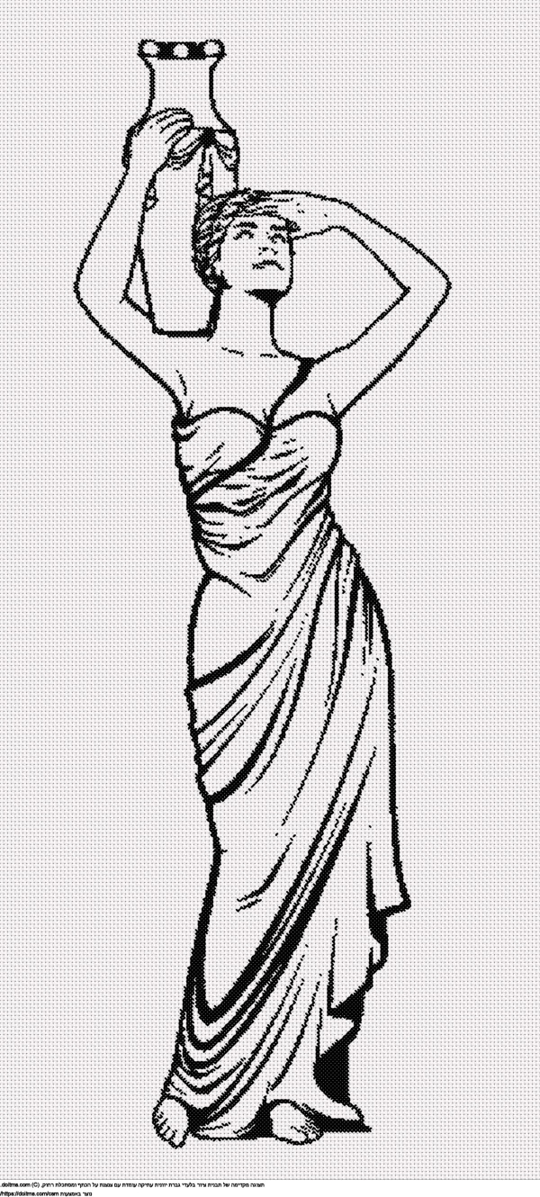 עיצוב רקמת צלבים גברת יוונית עתיקה עם צנצנת בחינם