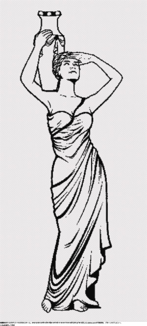 無料の瓶を持つ古代ギリシャの女性クロスステッチデザイン