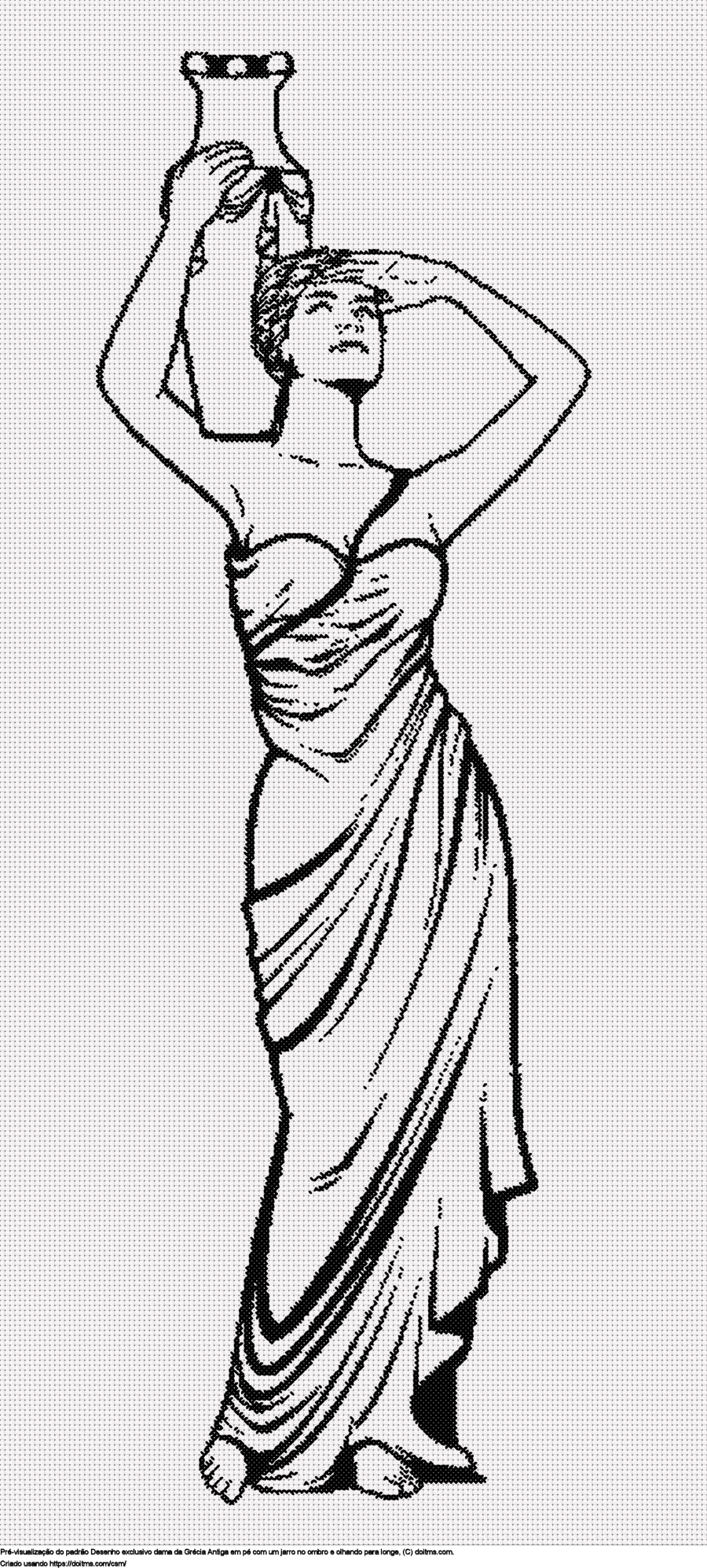 Desenhos Senhora da Grécia Antiga com uma jarra de ponto-cruz gratuitos