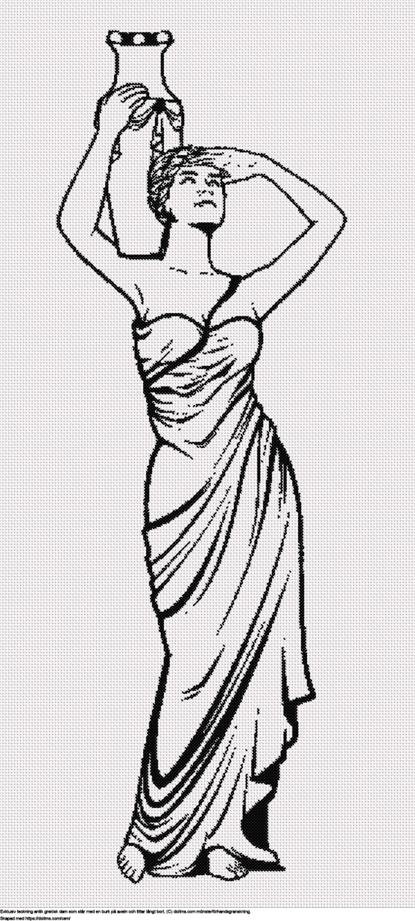 Gratis Forntida grekisk dam med en burk korsstygnsdesign