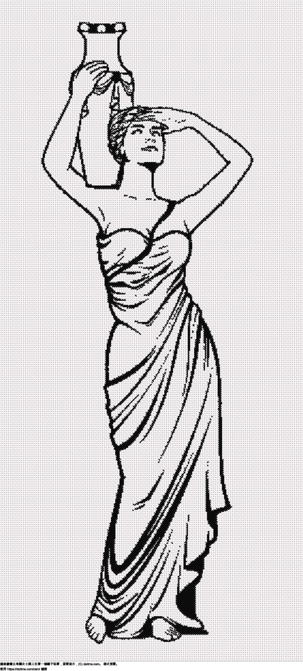 免費 有罐子的古希臘夫人 十字縫設計