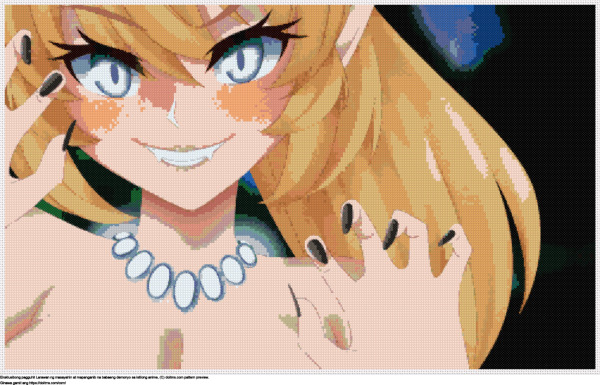 Libreng Mapaglarong larawan ng demonyong anime disenyo para sa cross-stitching