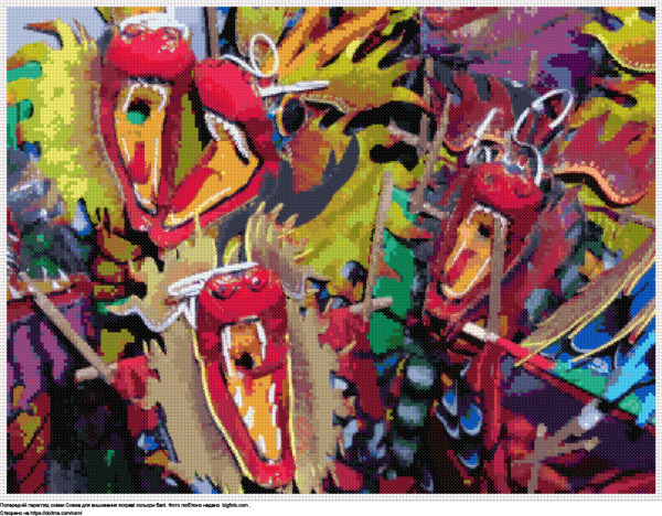 Безкоштовна схема Яскраві кольори Балі для вишивання хрестиком