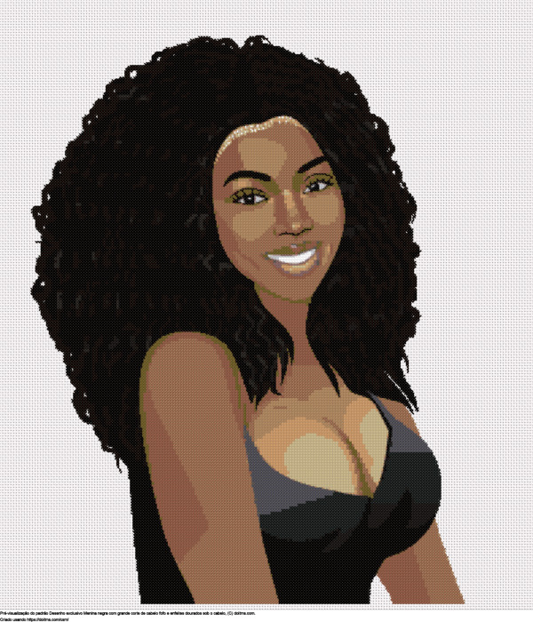 Desenhos Garota negra com grande corte de cabelo afro puff de ponto-cruz gratuitos
