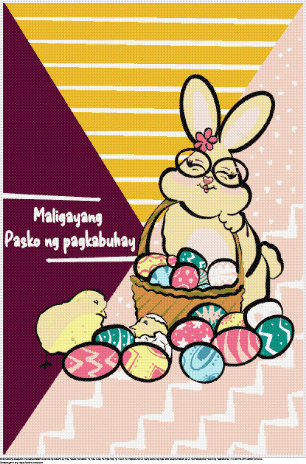 Libreng Binabati ng lola ng Bunny ang maligayang Pasko ng Pagkabuhay disenyo para sa cross-stitching